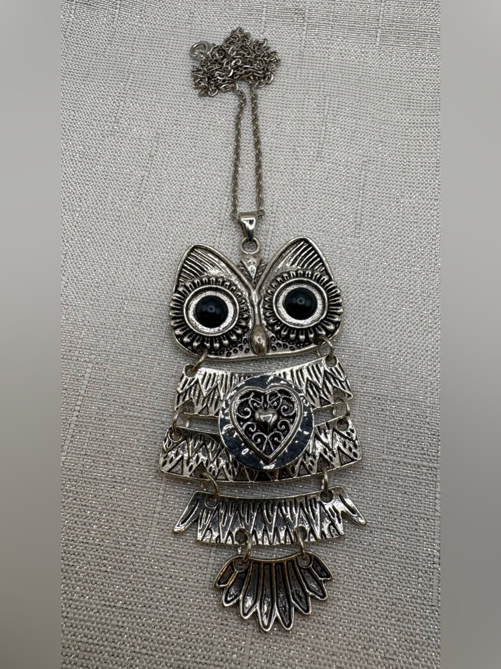Articulating Owl Snap Button Necklace with 1 Ginger Snaps & Co. Charm